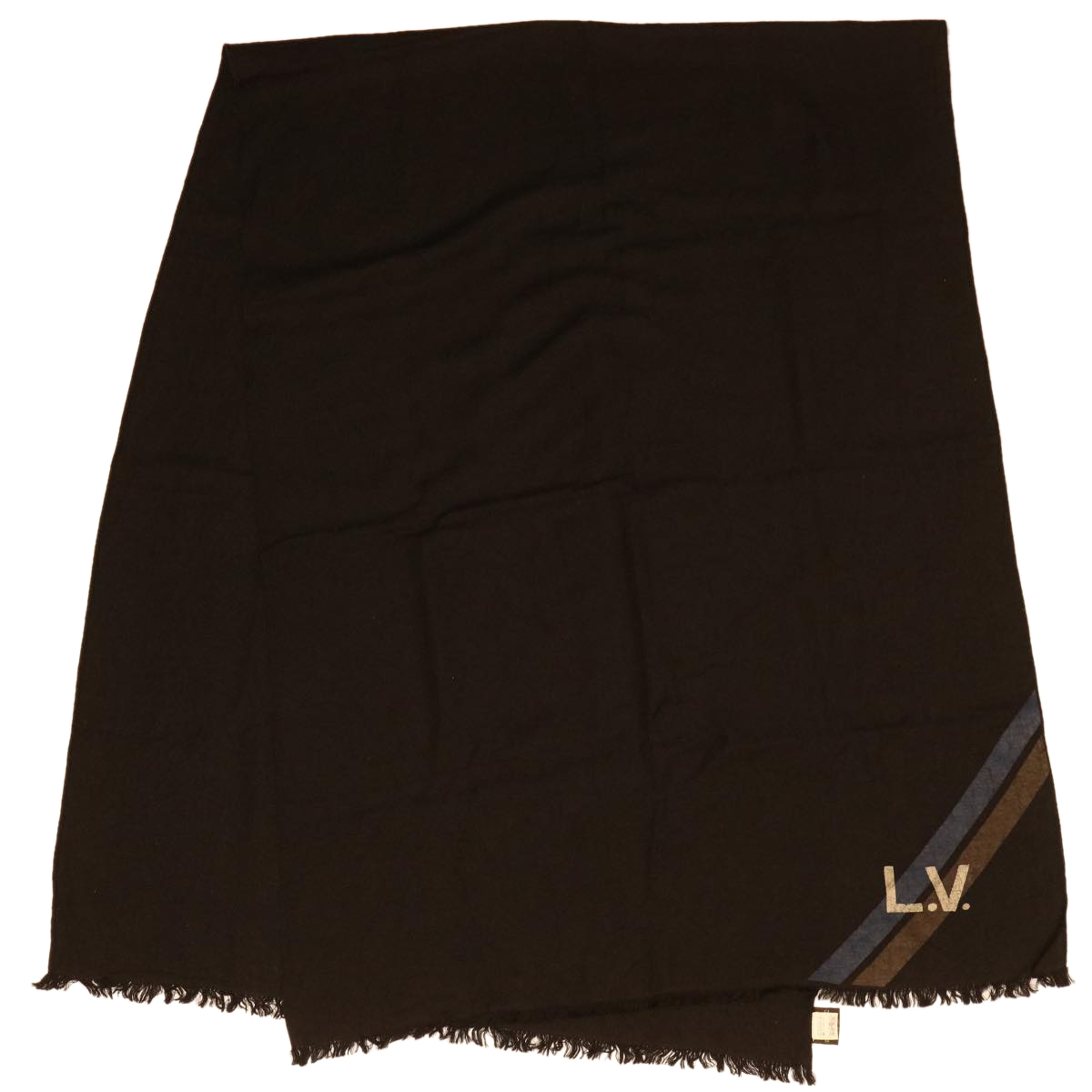 Louis Vuitton Scarf Silk Black Lv Auth Ac1914